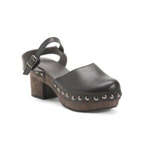 CHOCOLAT BLU Black Suede Garvey Heeled Mules